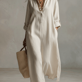 Viegls vintage maxi kleita dabīgā krēmkrāsā