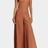 Belén Halter Neck Jumpsuit with Plunging Legs and Vibrant Drop
