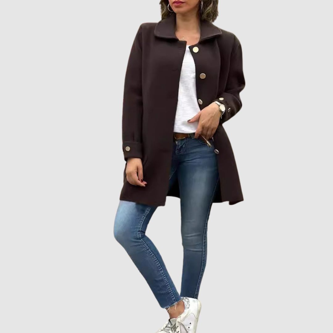 Martina - Klasisks Oversize Mētelis ar Pogām
