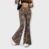 Leoparda raksta bootcut bikses