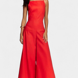 Belén Halter Neck Jumpsuit with Plunging Legs and Vibrant Drop