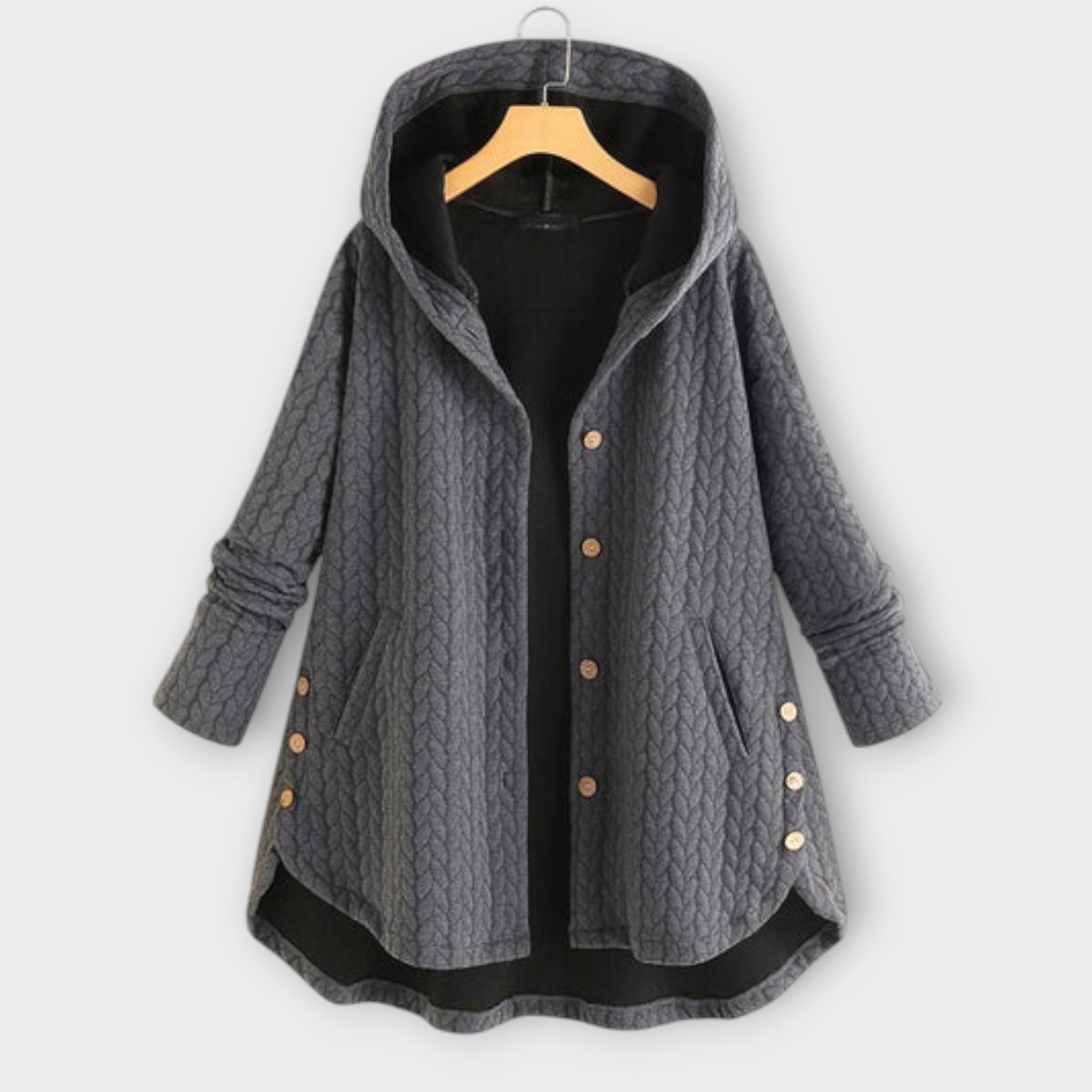 Leslie - Silta jaka ar pogām" can be rewritten as "Leslie - Silky Warm Jacket with Buttons.