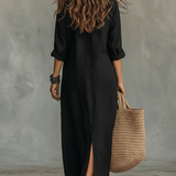 Melna boho maxi kleita ar pogām priekšā