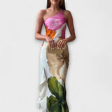 Sapphire - Elegance Maxi Dress with Patchwork Design
