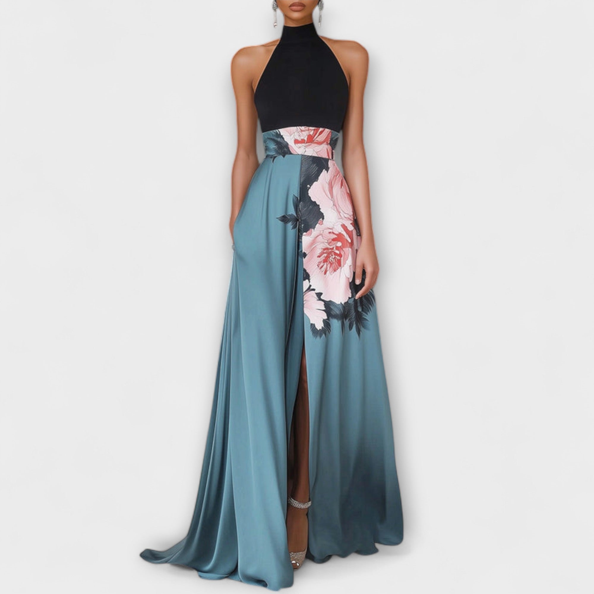 Natalie - Maxi Flower Dress with Silhouette