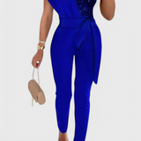 Layla One-Shoulder Jumpsuit with Sequins