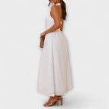 Lydia - Melna midi halter kleita ar akcentu viduklī