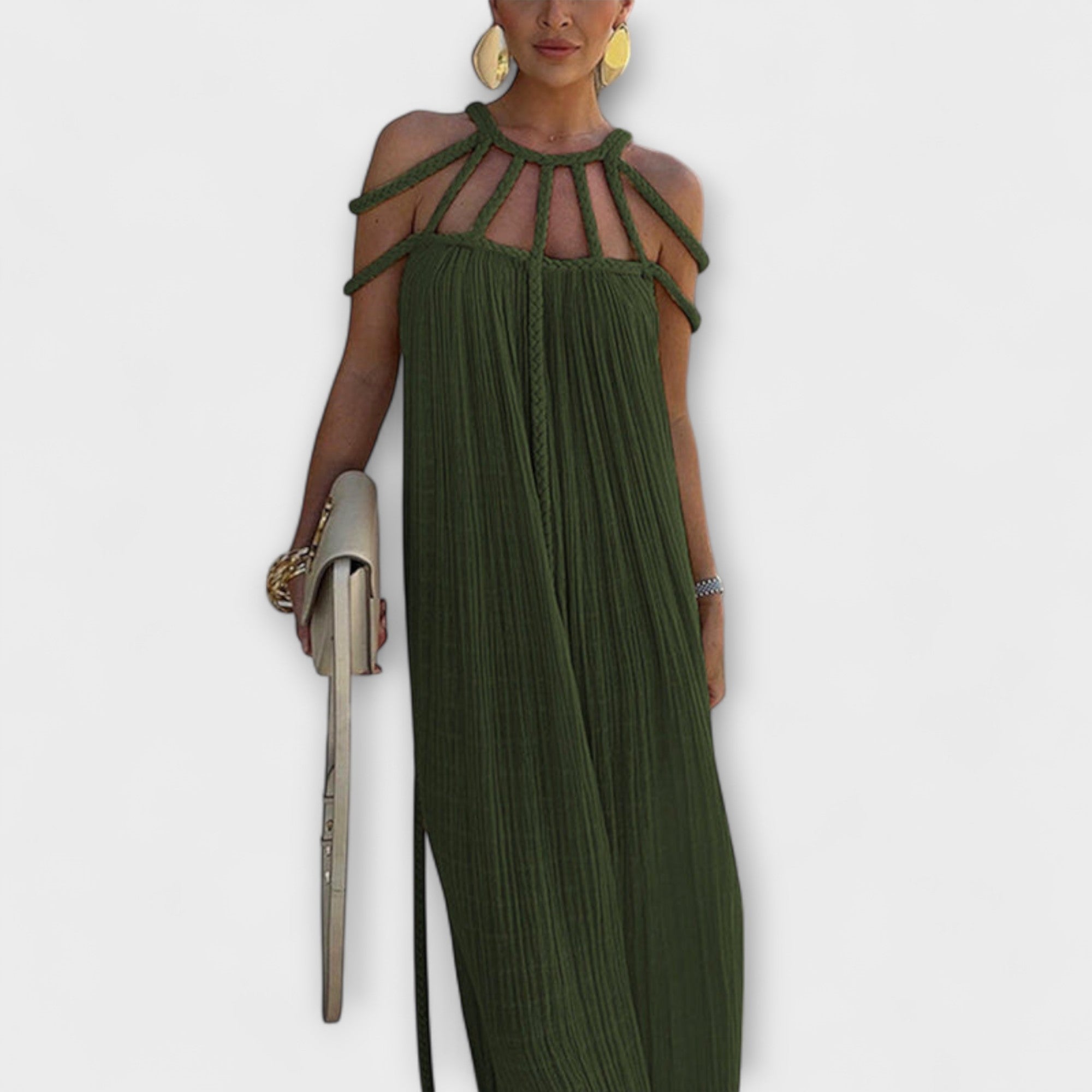 Briar - Maxi Chic Kleita ar Linu un Drāzētām Siksnām