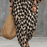 Boho Stila Maxi Kaftāns ar Punktiem un Brīvu Griezumu