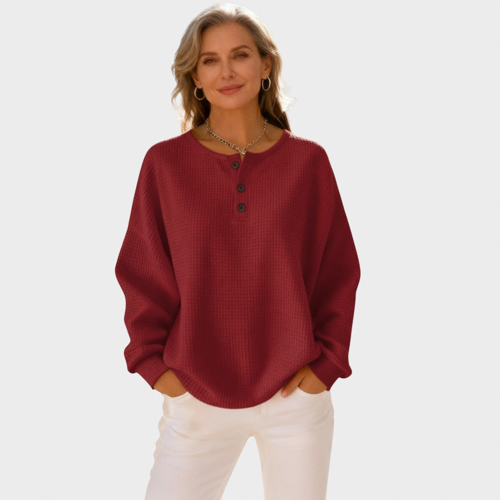 Mia - Komfortabla Henley T-krekls