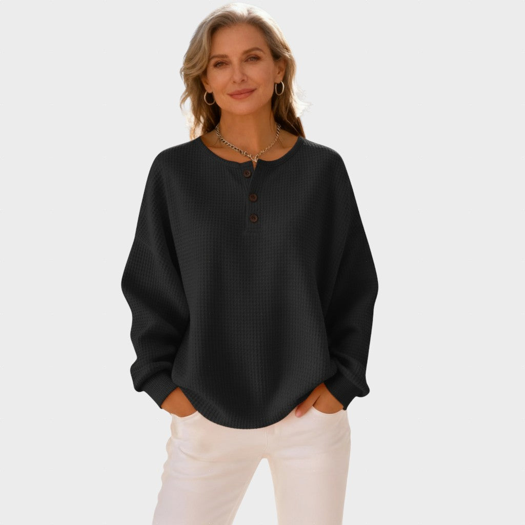 Mia - Komfortabla Henley T-krekls