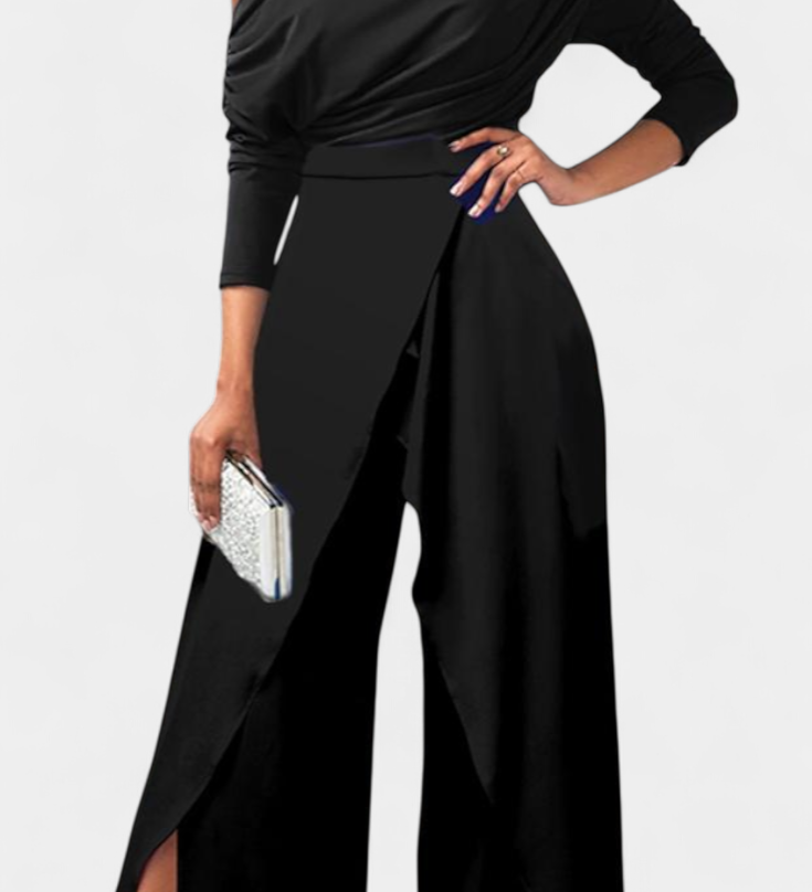 Brina Mono Long Tie Dye with Open Shoulders and Wide Legs with Slit