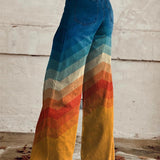 Tereza - Retro Elegance Zigzag Pattern Trousers